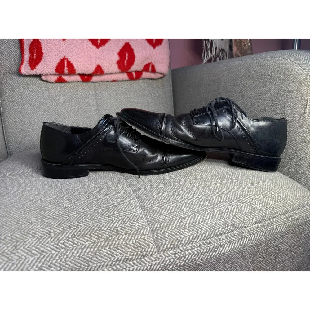 Stacy Adams Mens Black Leather Cap Toe Oxford Dress Shoes 25113-001 Size 9.5 M